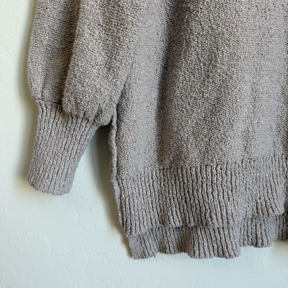 Altard State Beige Oversized V Neck Inside Out Hem Boucle Knit Pullover Sweater - Picture 2 of 15